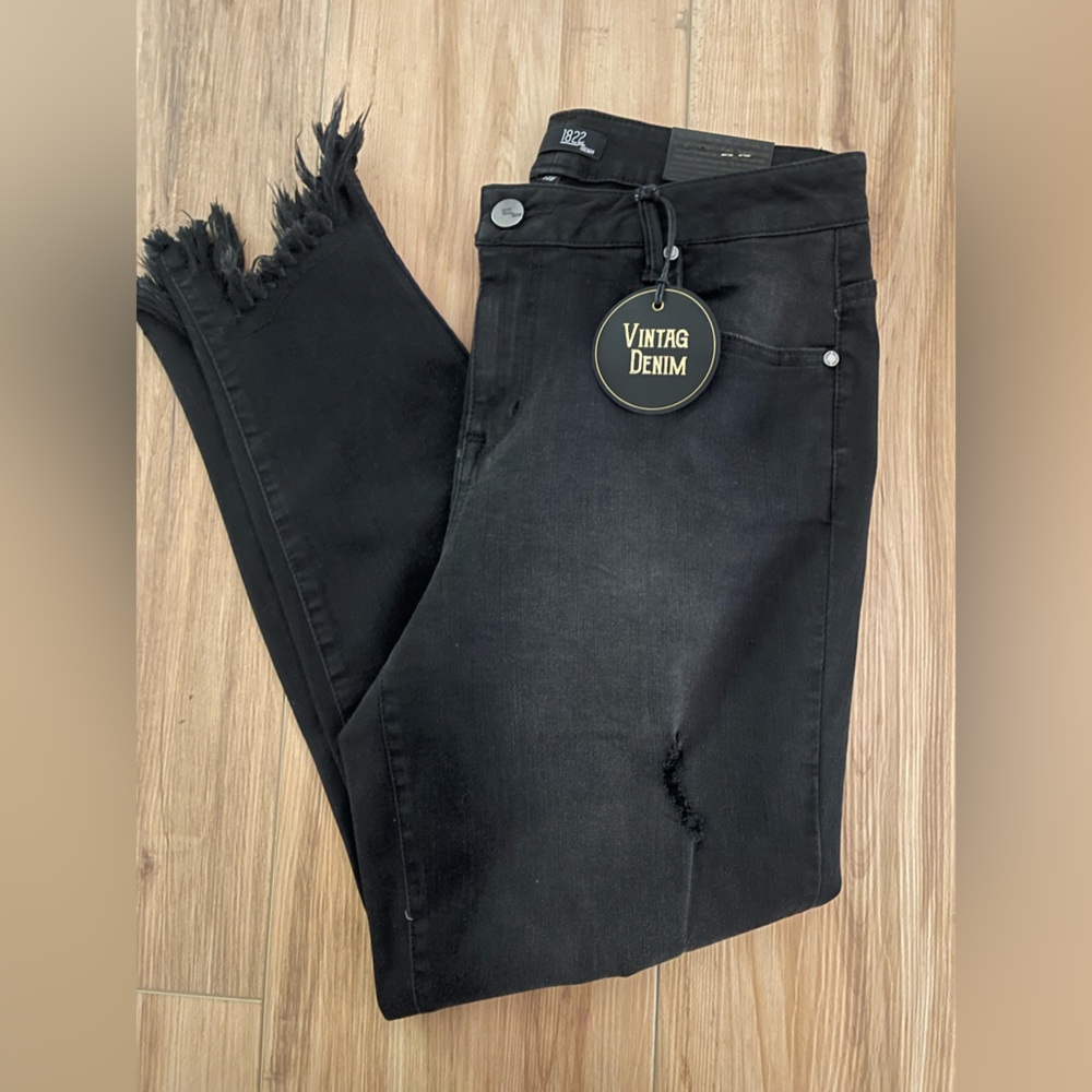1822 BLACK DENIM ANKLE SKINNY JEANS 14W